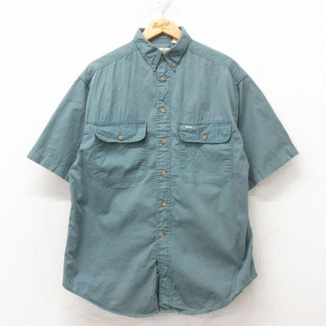 L★古着 セントジョンズベイ 半袖 シャツ メンズ 90年代 90s コットン ボタンダウン 緑 グリーン 25jun10 中古 トップス