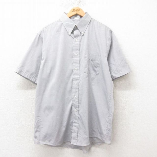XL★古着 アロー 半袖 シャツ メンズ 90年代 90s オックスフォード ボタンダウン USA製 グレー 25jun10 中古 トップス