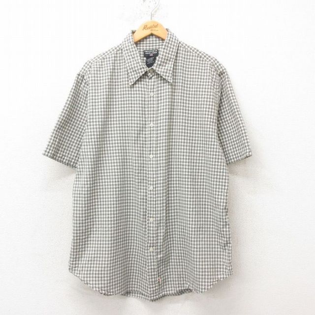 L★古着 ラルフローレン Ralph Lauren ポロジーンズ 半袖 ブランド シャツ メンズ 00年代 00s コットン 白 ホワイト チェック 25jun10 中古 トップス