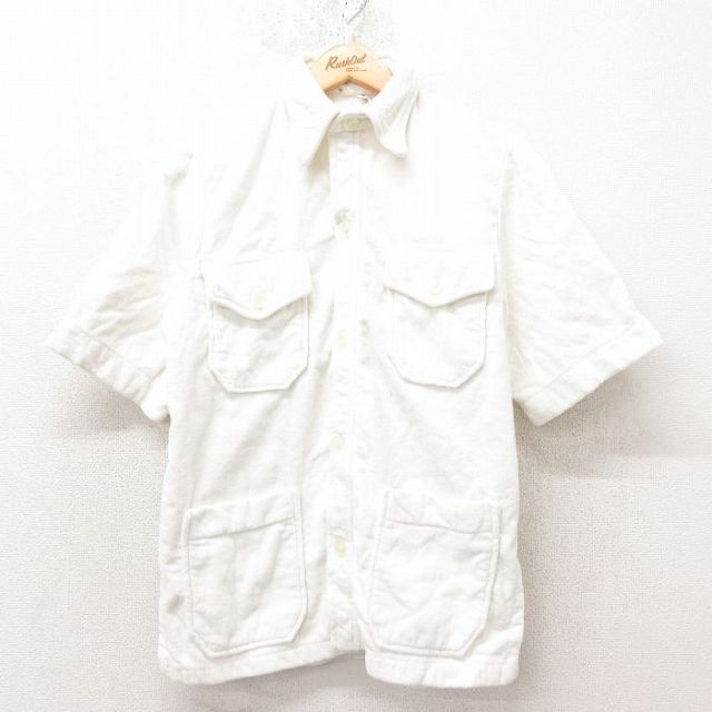 M★古着 半袖 ビーチ シャツ メンズ 80年代 80s コットン 白 ホワイト 25jun10 中古 トップス