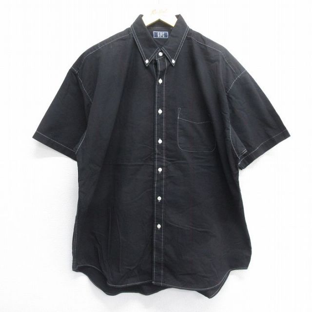 【50%OFF】90s 半袖シャツ オックスフォード ブラックストライプ XL | 古着
