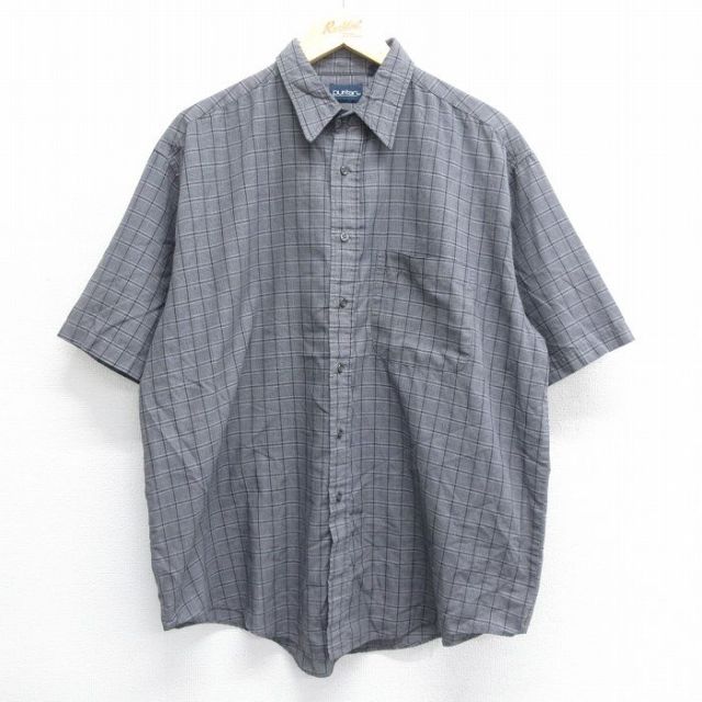 ピューリタン 00s 半袖シャツ グレーチェック XL | 古着
