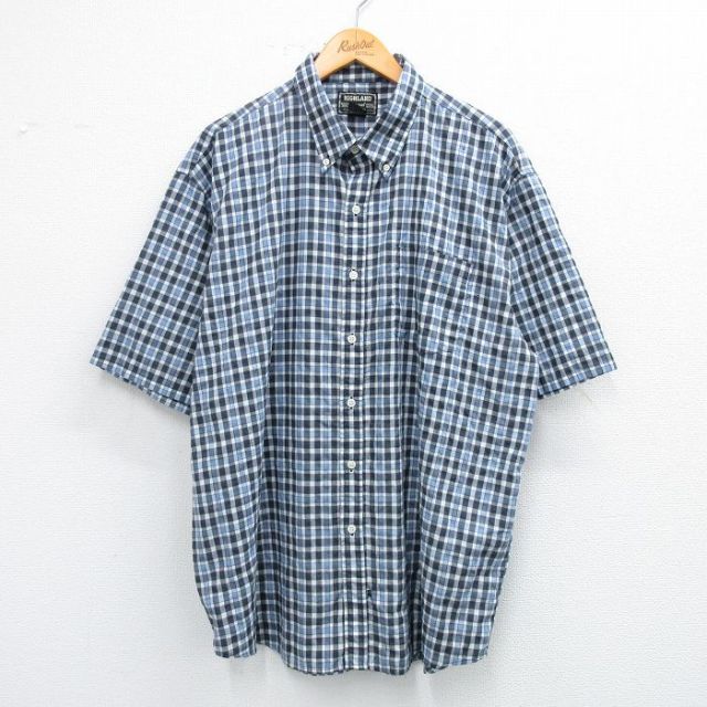 【50%OFF】90s 半袖シャツ ネイビーチェック XL | 古着