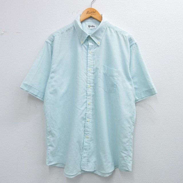 【50%OFF】90s 半袖シャツ ストライプ ライトブルー XL | 古着