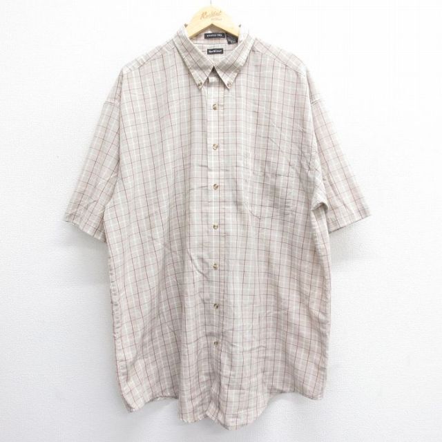 【50%OFF】半袖シャツ カーキチェック XL | 古着