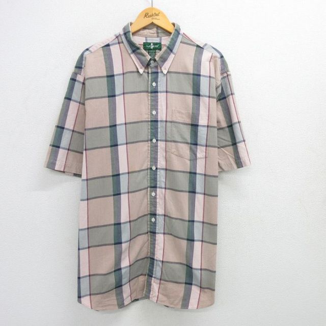 【50%OFF】90s 半袖シャツ カーキチェック XL | 古着