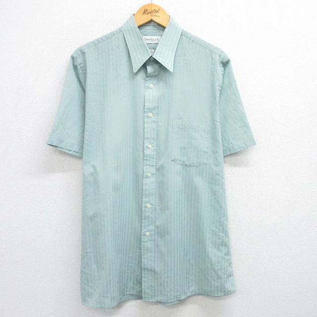【50%OFF】バンヒューセン 半袖シャツ グリーンストライプ XL | 古着
