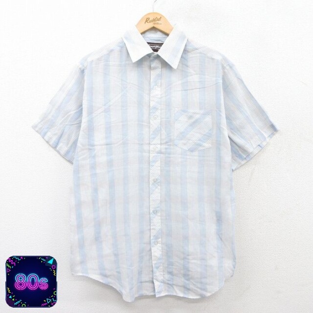 シアーズ 80s 半袖シャツ ネイビーチェック XL | 古着