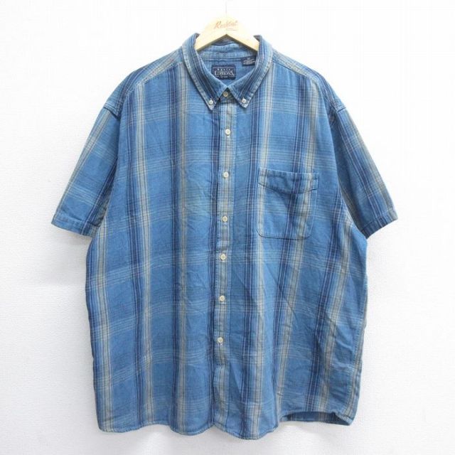 ベーシックエディションズ 00s 半袖シャツ ネイビーチェック XL | 古着