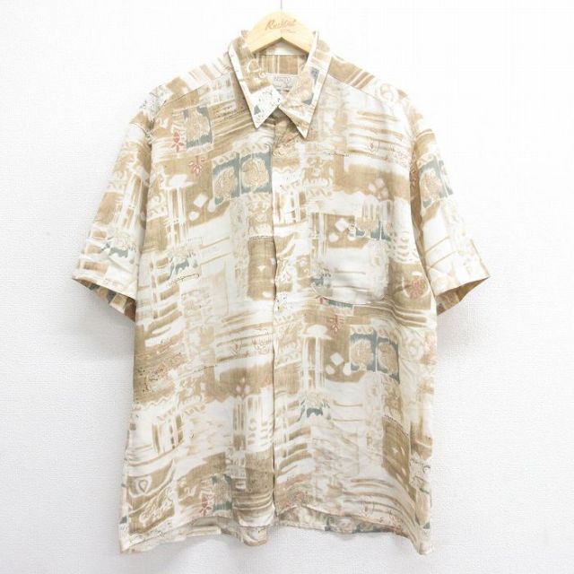 00s 半袖シャツ 総柄 ベージュ XL | 古着