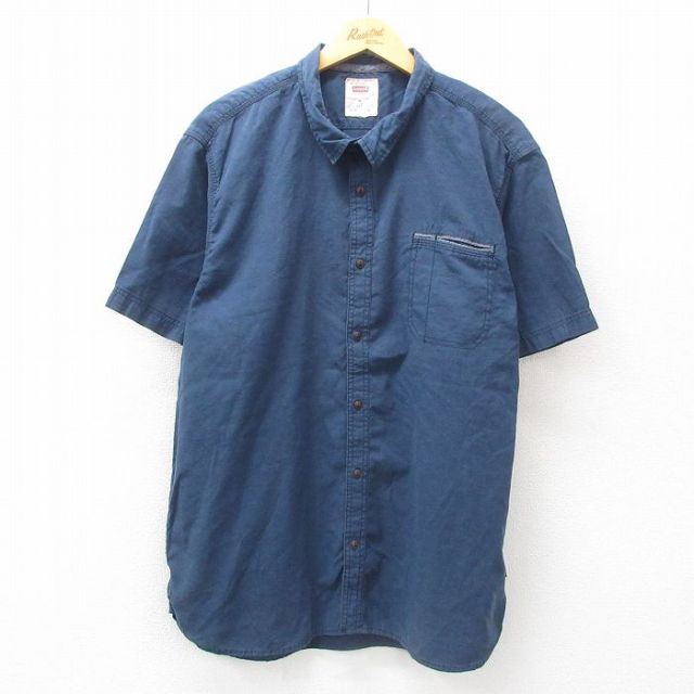 L★古着 リーバイス Levis 半袖 シャツ メンズ ロング丈 紺 ネイビー 25jun19 中古 トップス
