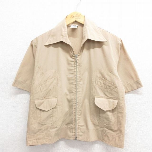 M★古着 ケニントン 半袖 フルジップ トップス 70年代 70s ベージュ カーキ 【spe】 25jun17 中古 メンズ