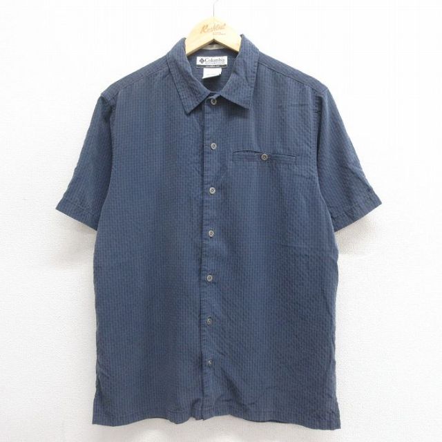 M★古着 コロンビア COLUMBIA 半袖 シャツ メンズ 00年代 00s 紺他 ネイビー チェック 25jun18 中古 トップス