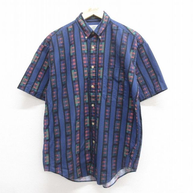 古着通販 L☆古着 半袖 シャツ メンズ 00年代 00s コットン ボタン 