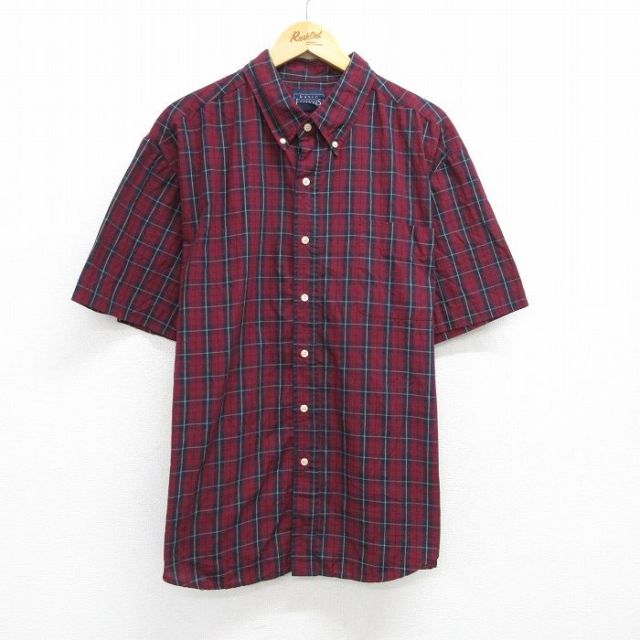 【50%OFF】ベーシックエディションズ 90s 半袖シャツ バーガンディチェック XL | 古着
