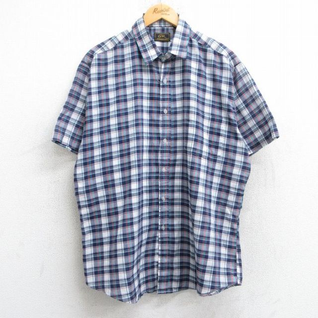 【50%OFF】00s 半袖シャツ ネイビーチェック XL | 古着