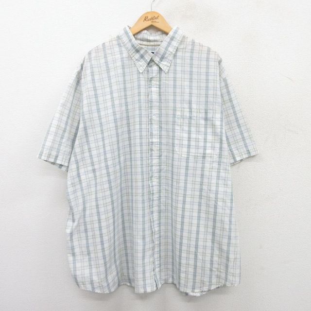 【50%OFF】半袖シャツ ホワイトチェック XL | 古着