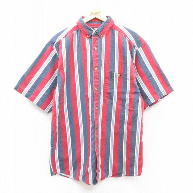 【50%OFF】FADED GLORY 00s 半袖シャツ ストライプ レッド XL | 古着
