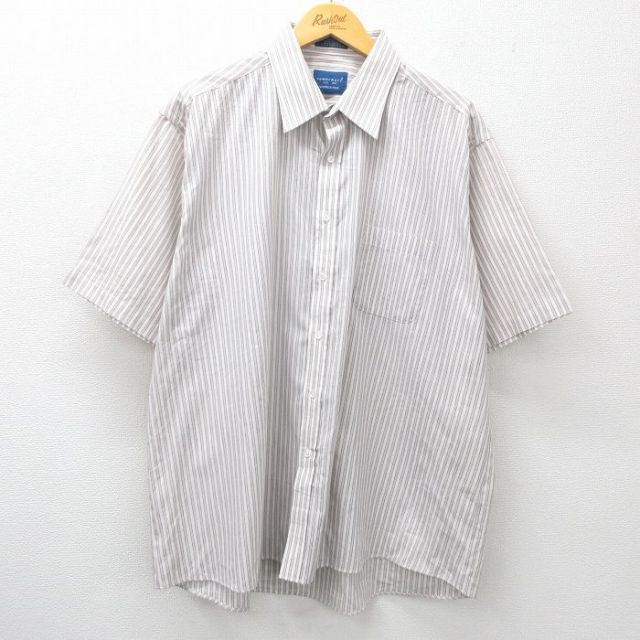 XL★古着 タウンクラフト 半袖 シャツ メンズ 90年代 90s 大きいサイズ グレー他 ストライプ 25jun21 中古 トップス