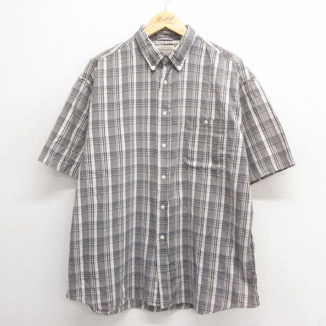 XL★古着 セントジョンズベイ 半袖 シャツ メンズ 00年代 00s コットン ボタンダウン グレー他 チェック 25jun24 中古 トップス