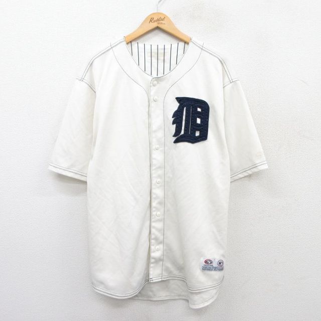 XL★古着 半袖 ベースボール シャツ メンズ MLB デトロイトタイガース 大きいサイズ 白 ホワイト メジャーリーグ 野球 25jun25 中古 トップス