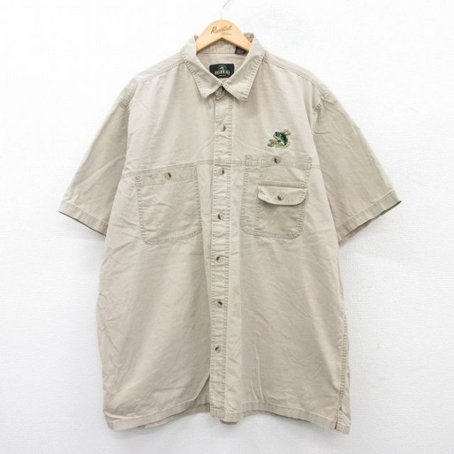 【50%OFF】レッドヘッド 00s 半袖シャツ 魚 ベージュ XL | 古着