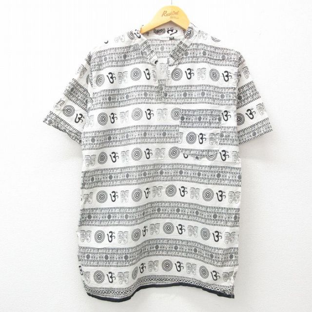 半袖シャツ 総柄 ホワイト L | 古着