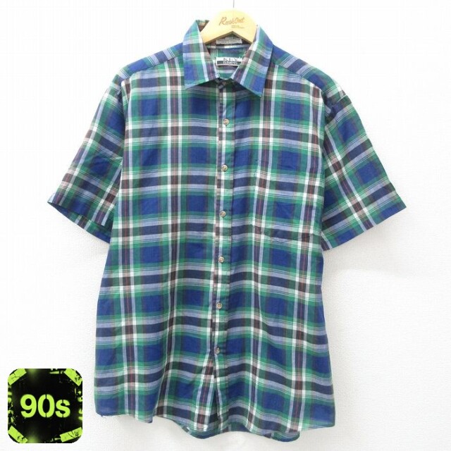 キー 90s 半袖シャツ グリーンチェック XL | 古着