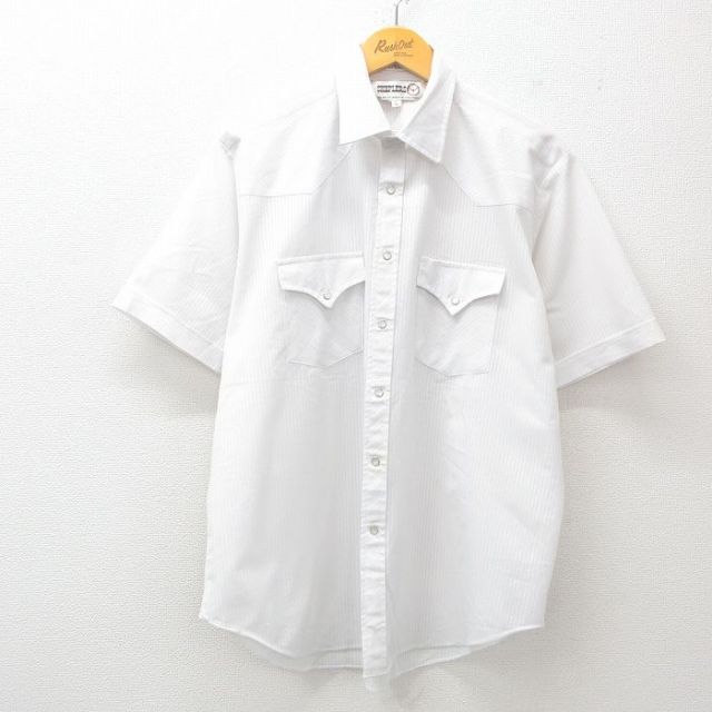 XL★古着 半袖 ウエスタン シャツ メンズ 白 ホワイト 25jun26 中古 トップス