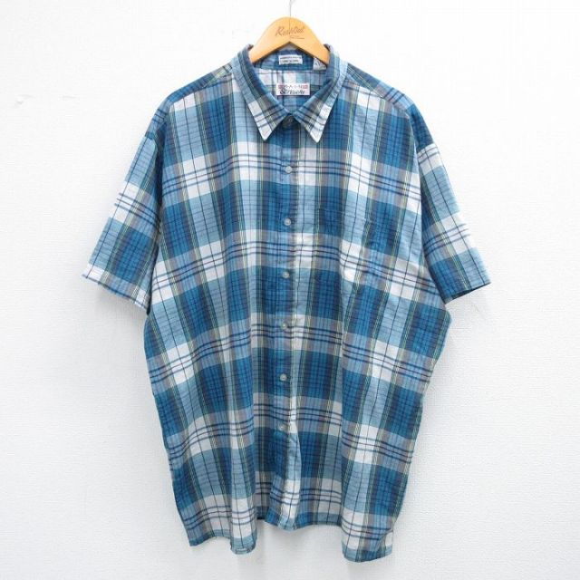 【50%OFF】90s 半袖シャツ ネイビーチェック XL | 古着