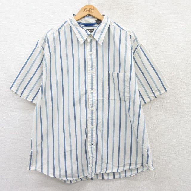 XL★古着 セントジョンズベイ 半袖 シャツ メンズ 大きいサイズ コットン 白他 ホワイト ストライプ 25jun28 中古 トップス