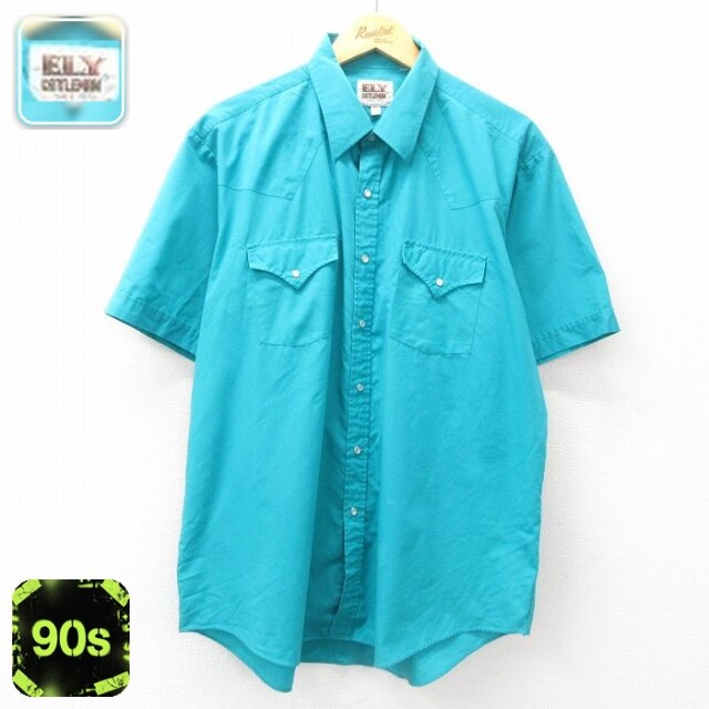 ELY 90s 半袖ウエスタンシャツ グリーン XL | 古着