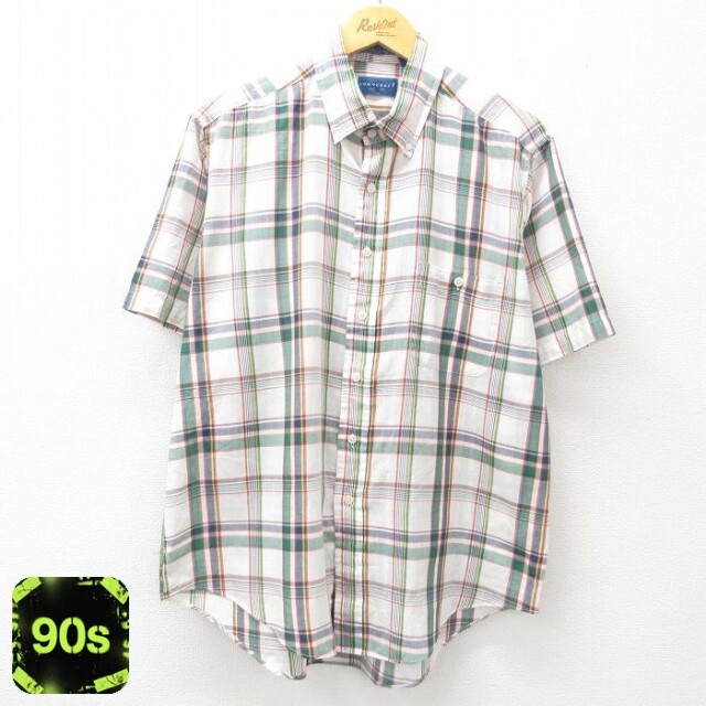 タウンクラフト 90s 半袖シャツ ホワイトチェック XL | 古着
