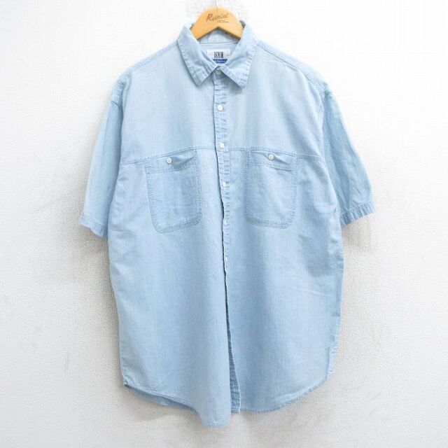 90s 半袖シャツ ネイビー L | 古着