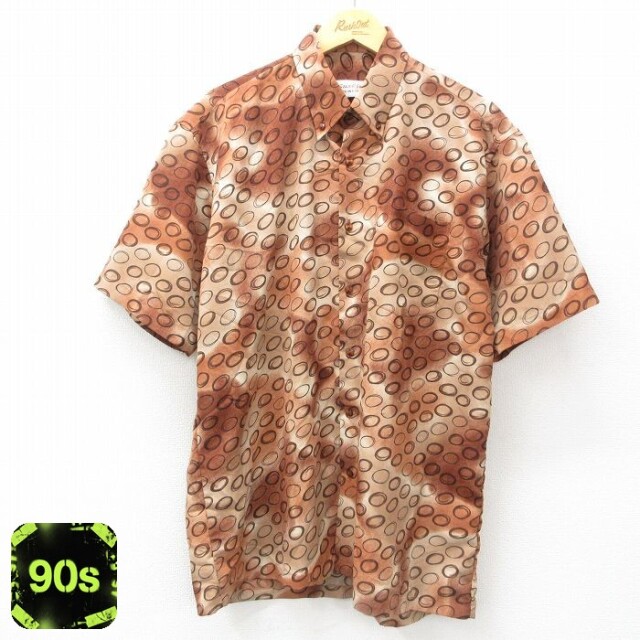 【50%OFF】90s 半袖シャツ 総柄 ブラウン XL | 古着