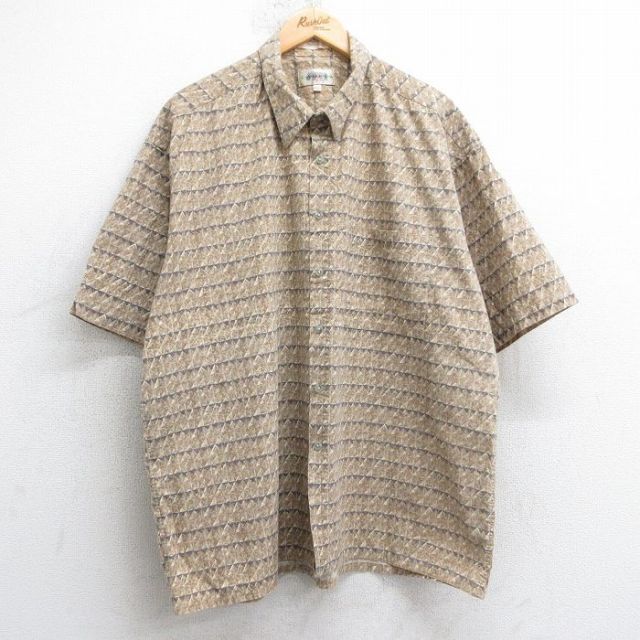 00s 半袖シャツ 総柄 カーキ XL | 古着