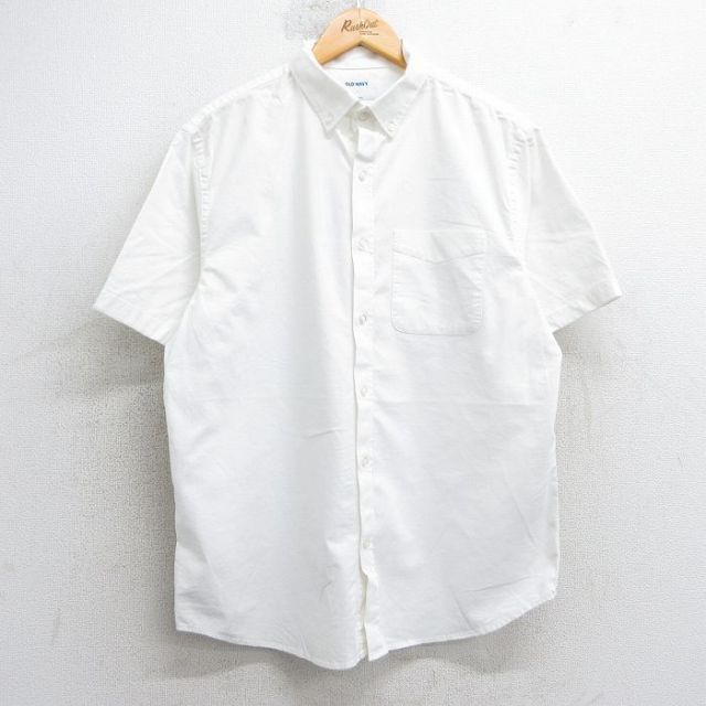 L★古着 オールドネイビー OLD NAVY 半袖 シャツ メンズ オックスフォード ボタンダウン 白 ホワイト 25jul02 中古 トップス