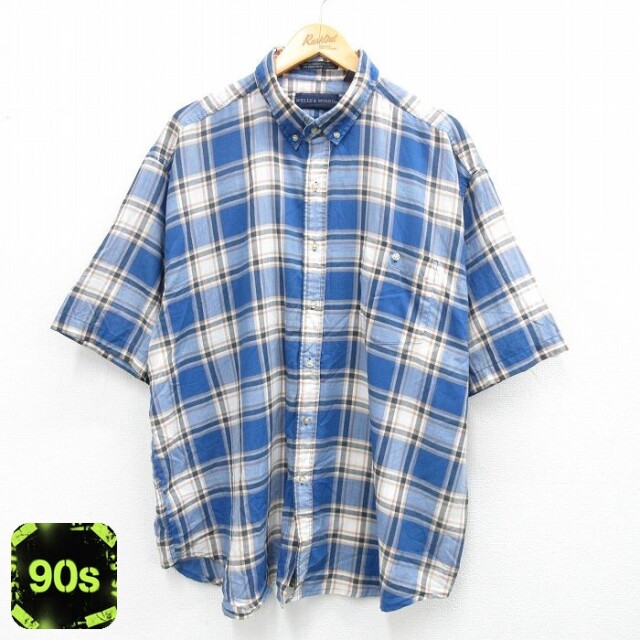 90s 半袖シャツ ブルーチェック XL | 古着