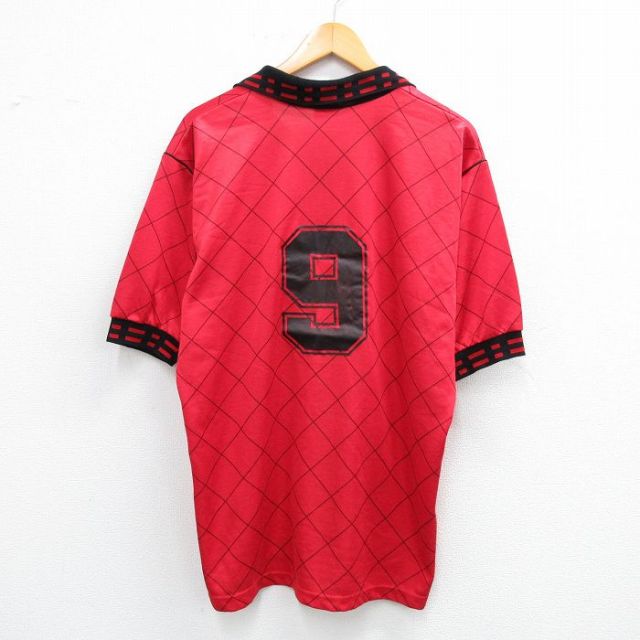 L★古着 半袖 サッカー シャツ メンズ 90年代 90s SCORD USA製 赤他 レッド 25jul03 中古 トップス