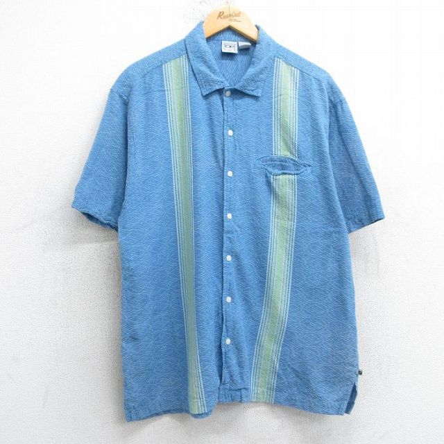 L★古着 オーシャンパシフィック OP 半袖 シャツ メンズ コットン 薄紺他 ネイビー 25jul04 中古 トップス