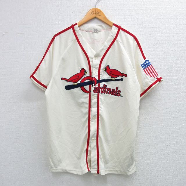 XL★古着 半袖 ベースボール シャツ メンズ MLB セントルイスカージナルス コカコーラ ラグラン 生成り 25jul05 中古 トップス