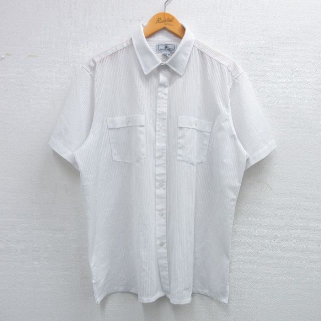 【50%OFF】半袖シャツ ホワイトストライプ XL | 古着