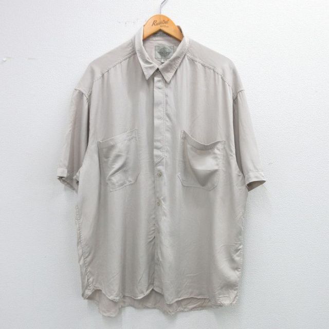 XL★古着 ドッカーズ 半袖 シャツ メンズ 90年代 90s 大きいサイズ レーヨン 薄グレー 【spe】 25jul04 中古 トップス