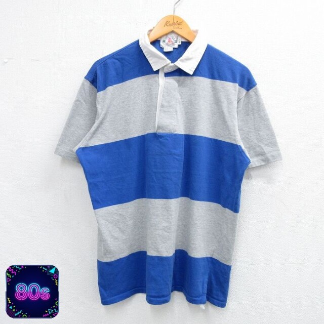 【50%OFF】ノーティカ 80s 半袖ラガーシャツ グレーボーダー L | 古着