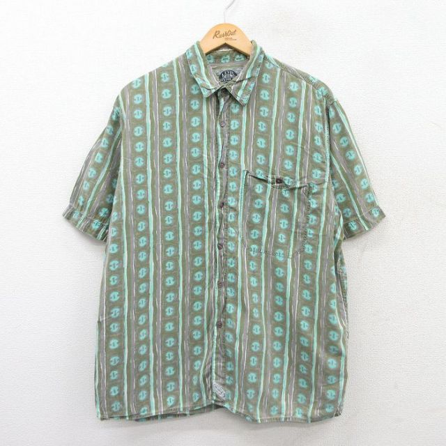 L★古着 リーバイス Levis 半袖 シャツ メンズ 00年代 00s 総柄 緑他 グリーン 【spe】 25jul04 中古 トップス