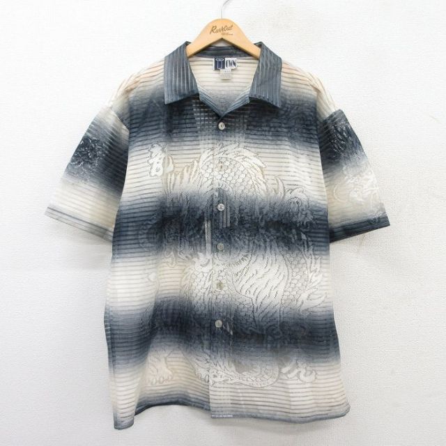 【50%OFF】00s 半袖シャツ 龍 ネイビー XL | 古着