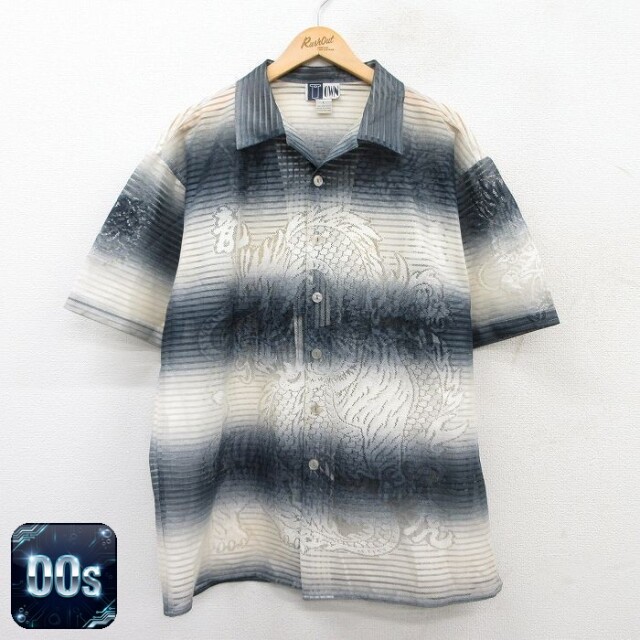 00s 半袖シャツ 龍 ネイビー XL | 古着