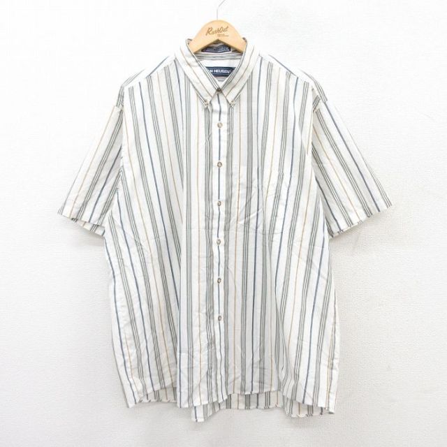 【50%OFF】バンヒューセン 90s 半袖シャツ ホワイトストライプ XL | 古着