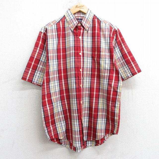 M★古着 ピューリタン 半袖 シャツ メンズ 00年代 00s ボタンダウン 赤他 レッド チェック 25jul10 中古 トップス