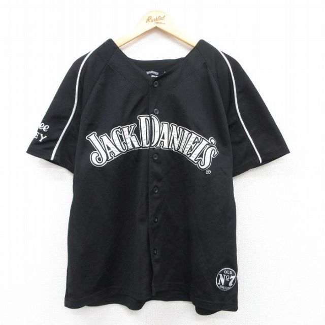 XL★古着 半袖 ベースボール シャツ メンズ ジャックダニエル 酒 ラグラン 黒 ブラック 【spe】 25jul16 中古 トップス